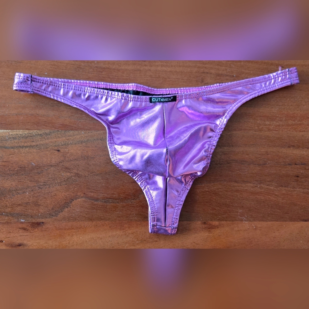 Purple Shiny Mens Thong
